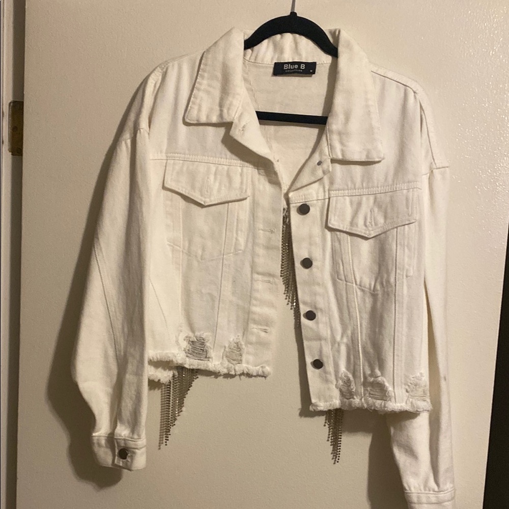 White Sequin Denim Jacket